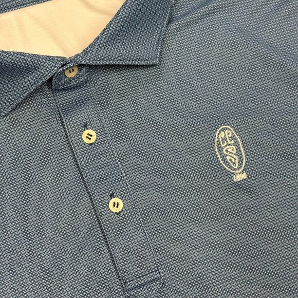 Turtleson Golf Shirt Scranton Country Club Polka Dot Polo Stretch Blue XL - Picture 3 of 8